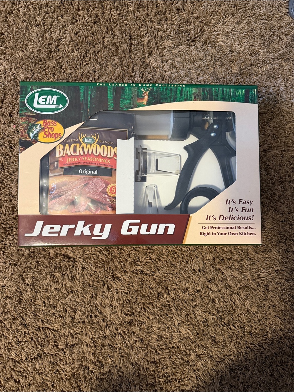 Bass Pro Black Jerky Gun with Backwoods Seasoning - Original, Never used !